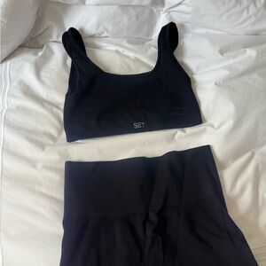 SET Active Black Ribbed Scoop Sports Bra